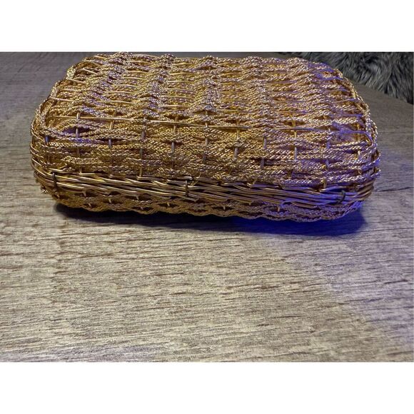 Vintage koret gold metal woven clutch - Picture 9 of 12